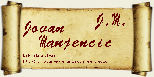 Jovan Manjenčić vizit kartica